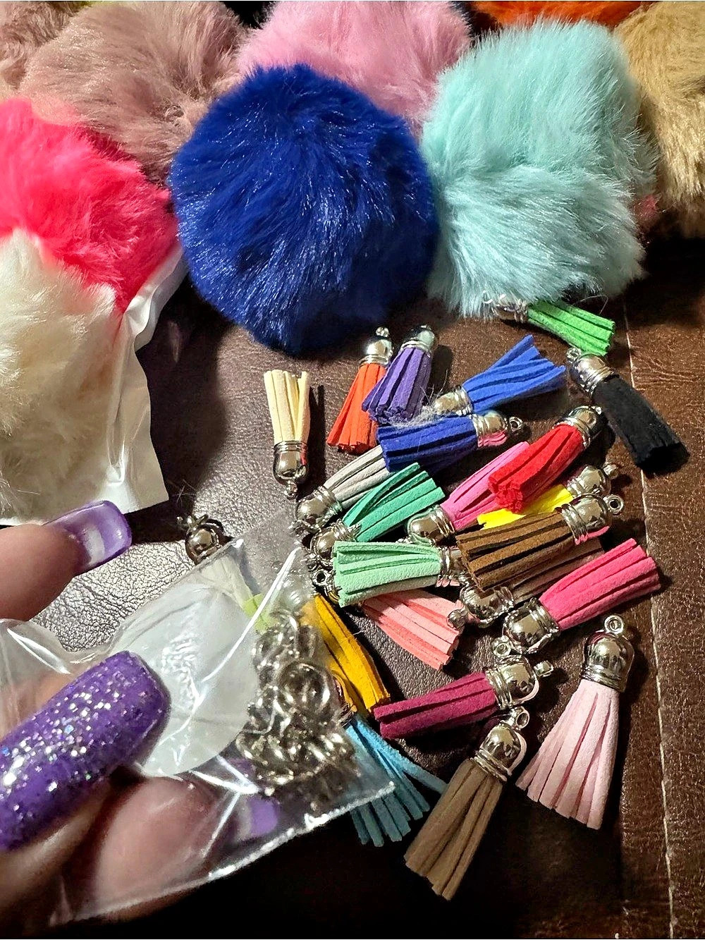 Multicolor Pom-Pom & Tassel Charms craft project 24 piece bundle - Picture 6 of 8